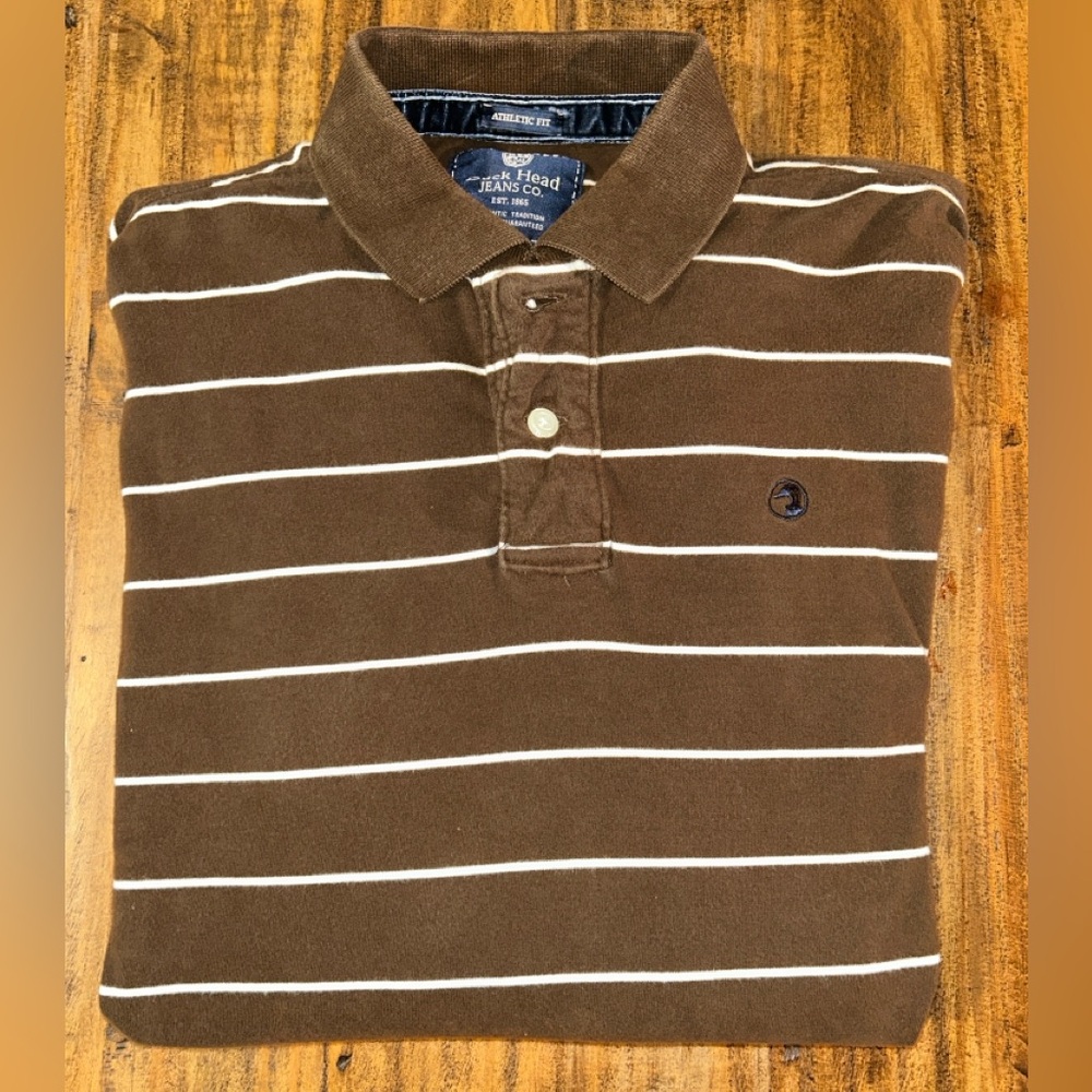 Duck Head Jeans Co. Men's XL Striped Long Sleeve Quarter Button Up Shirt